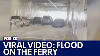 Viral video shows Washington state ferry deck get flooded while crossing Strait of Juan de Fuca [upl. by Norine]