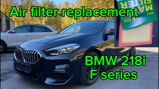 How to change air filter BMW 218i F44 F series luft filter wechseln DIY [upl. by Sawyer]