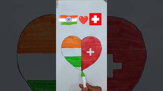 Indian Flag 🇮🇳 Switzerland Flag 🇨🇭 Drawing  Republic Day Drawing trending art india shorts [upl. by Cordie508]