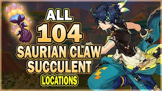 All 104 Saurian Claw Succulent Location  Efficient Farming Route  Kinich Material Genshin Impact [upl. by Hterrag]