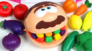 Mr Play Doh Head Eats Healthy Fruit And Veggies Snack Time [upl. by Lipfert]