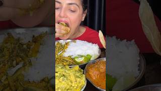 Rice Katla Kalia Veg Fry Papad Mukbang mukbang katlafishcurry eatingshow asmr [upl. by Suiravaj]