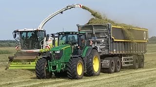 Gut Hohen Luckow Gras mähenhäckselnClaas Cougar 1400Jaguar 9702x Case Optum 250John deere 6250r [upl. by Su973]