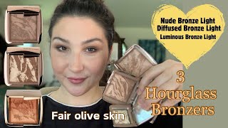 3 Hourglass Bronzers on fair olive skin Luminous bronze light Diffused bronze light Nude bronze [upl. by Reames]