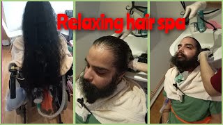 Relaxing hair spa😇singhharvin motivatedmindset accidentcase sikhboy rehabjourney lifelessons [upl. by Atekram]