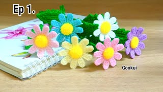 Ep1 Flower 🌼 Easy Crochet Colorful Daisies Flower Tutorial step by step  Crochet Flower Bouquet [upl. by Burnett424]