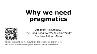 CBS3950 Pragmatics Why we need pragmatics [upl. by Carmella]