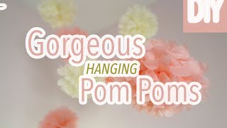 DIY How to make hanging tissue paper pompoms in less than 5 min [upl. by Blen]