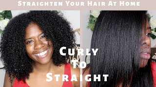 Curly to Straight Natural Hair Routine [upl. by Kcirdlek]