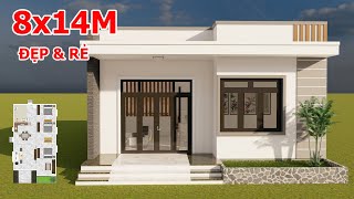 NHÀ CẤP 4 Mái Bằng Đẹp Mà Giá Lại Rẻ  Mẫu Nhà 8x14M Với 3 Phòng Ngủ [upl. by Aneleasor]