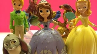 Disney Sofia the First figurine playset includes James Amber Flora Fauna Clover Robin and Mia [upl. by Aicaca]