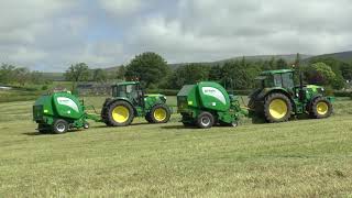 BIG BALING 24 Two John Deere Tractors amp Mchale F5500 Balers 02 06 2024 [upl. by Nylloh]