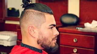 Fade Tutorial with a Man Bun  StepbyStep Guide by MC Barber [upl. by Healey428]