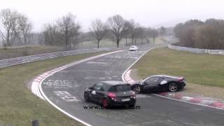 Carfreitag 2012 Nordschleife Adenauer Forst Ferrari 458 drift fail Crash in HD [upl. by Baxie941]