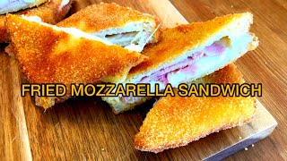 FRIED MOZZARELLA SANDWICH  recipe lellaskitchen [upl. by Annotahs]