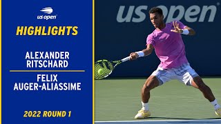 Alexander Ritschard vs Felix AugerAliassime Highlights  2022 US Open Round 1 [upl. by Attenauqa]