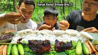 Mukbang bebek manila bakar  lalapan mentah daging nya alot uuhh [upl. by Zerdna]