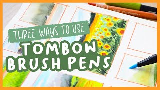 How to use Tombow Brush Pens Three ways to use them in your sketchbook ✨ [upl. by Sile]