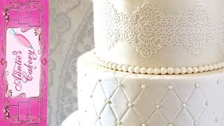 Quilted Lace Wedding Cake Updated Video httpsyoutubefXuEw74TM [upl. by Airun578]