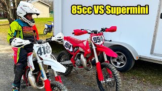 Big Difference KTM Gas Gas Husqvarna 85cc VS Supermini 105cc 2Stroke Motocross Bikes GasGas MC [upl. by Yanttirb]