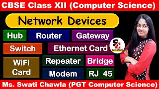 Network Devices  Computer Network  CBSE Class 12  Computer Science [upl. by Ahsiemat270]