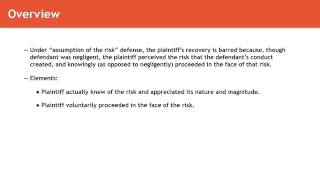 Torts lecture Assumption of the Risk  quimbeecom [upl. by Mountford]