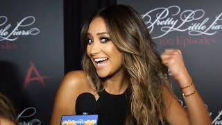 Shay Mitchell On Emilys Love Life amp New Characters Pretty Little Liars 100th Episode Party [upl. by Frulla128]