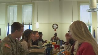 Senior military leaders serve Thanksgiving meal to service members at Fort Meade [upl. by Amaryllis]