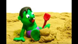 SUPERHERO PLAYS WITH SAND Play Doh Stop Motion and Cartoons For Kids 💕 Superhero Babies [upl. by Zachar]