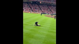 Baseball Fan Invades Field and Performs Spectacular Backflip Before Getting Tased by Security [upl. by Ceil329]