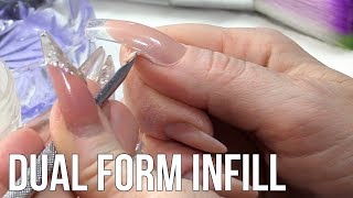 How to do an Infill Using Dual Forms and Acrylic  Nail Tutorial [upl. by Dragone]