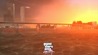 Mainland Bridge Waterside Ambience  Grand Theft Auto Vice City  Rain Wind Lapping Water Birds [upl. by Dnalor]