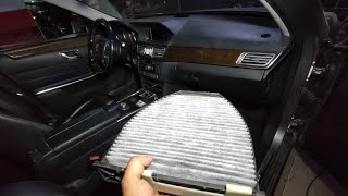 Mercedes w212 cabin air filter replacement طريقه تغيير فلتر تكييف مرسيدس [upl. by Ahseekal230]