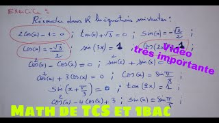 la trigonometrie comment resoudre une equation trigonometrique dans Rniveau tcs et 1bac [upl. by Trebleht513]