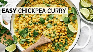 CHICKPEA CURRY  Easy Vegetarian Curry Recipe [upl. by Krasnoff582]