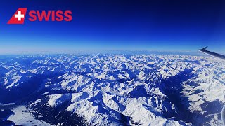 Swiss Airbus A321200  spectacular views of the Alps enroute to Israel [upl. by Podvin]