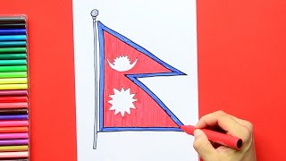 How to draw the National Flag of Nepal art artforall arttutorial easydrawing [upl. by Folsom]