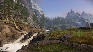 Skyrim’s Tranquil River and Waterfall Distant Mountain Serenity [upl. by Nitsid]