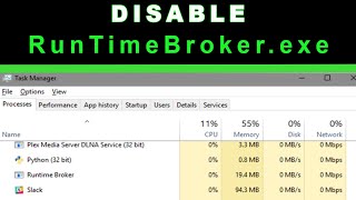 Disable RunTimeBrokerexe in Windows 10 [upl. by Leakim]