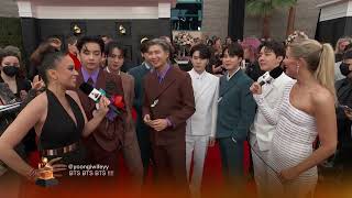 BTS Red Carpet Interview  2022 GRAMMYs [upl. by Lehcem]