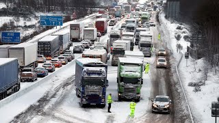 Red alerts announced as snow causes disruption across UK [upl. by Edana]