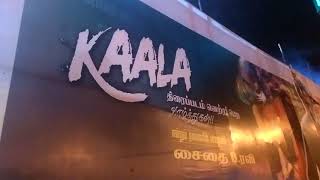 super star Rajinikanth fans celebrations at KAALA movie FDFS Rohini Silver Screens [upl. by Nyladnewg]