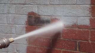 Typhoon Blaster Sand Blasting Pressure Washer Removes Paint From Brick Building [upl. by Annekim]