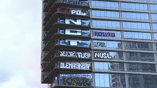 City to vote on clearing graffiti from downtown LA highrise [upl. by Annaeiluj365]