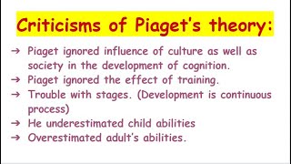 CRITICISMS OF PIAGETS THEORY OF COGNITIVE DEVELOPMENT [upl. by Skye]