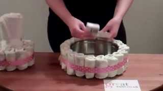 How to make a Nappy Cake  two minute tutorial with printable instruction sheet [upl. by Bohman]