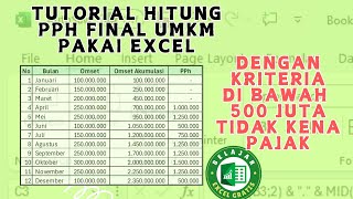 Tutorial Bikin Perhitungan PPh Final UMKM Orang Pribadi Omset dibawah 500 juta tidak kena pajak [upl. by Usanis732]