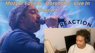 Mazyar Fallahi  Dorooghe  Live In Concert مازیار فلاحی دروغه اجرای کنسرتREACTION [upl. by Roselani]