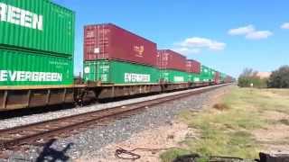 70 MPH Rip Roaring UP Double Stack Train at Monahans Texas [upl. by Rabbi929]