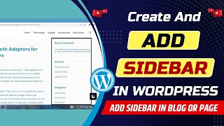 How to create sidebar in WordPress without plugin  Add sidebar in WordPress blog page [upl. by Jesselyn556]